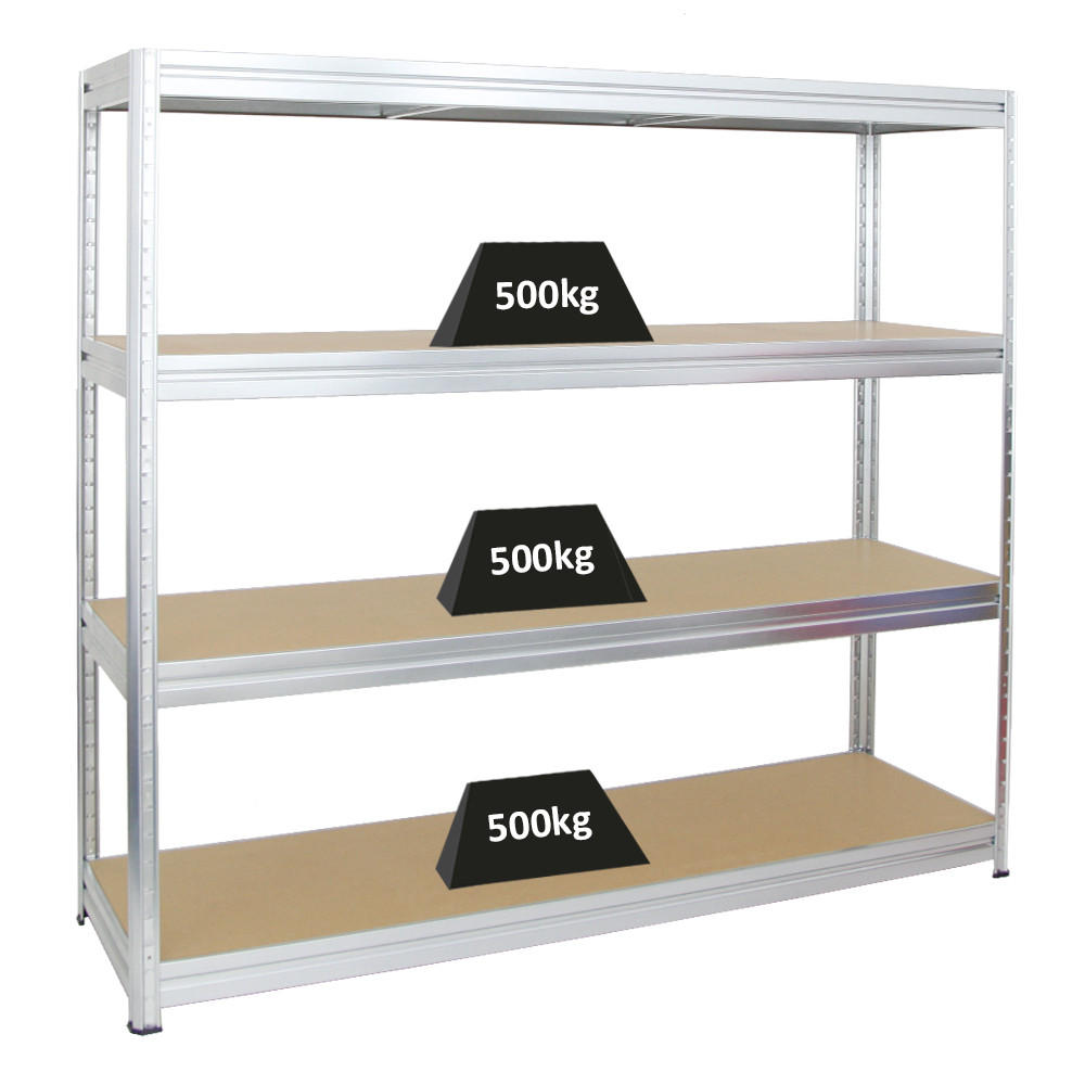 SCHWERLASTREGAL Dino 180x200x60 cm Fachlast 500 kg Verzinkt - Silberfarben, Metall (200/180/60cm) - PROREGAL