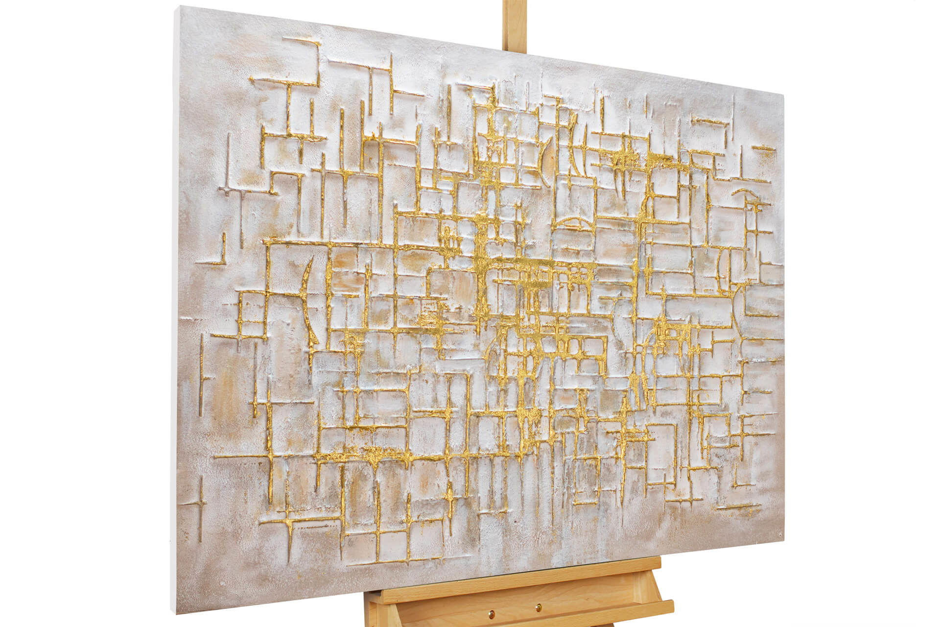 ACRYLBILD HANDGEMALT 100/75 cm - Beige/Goldfarben, Holz/Textil (100/75cm) - KUNSTLOFT