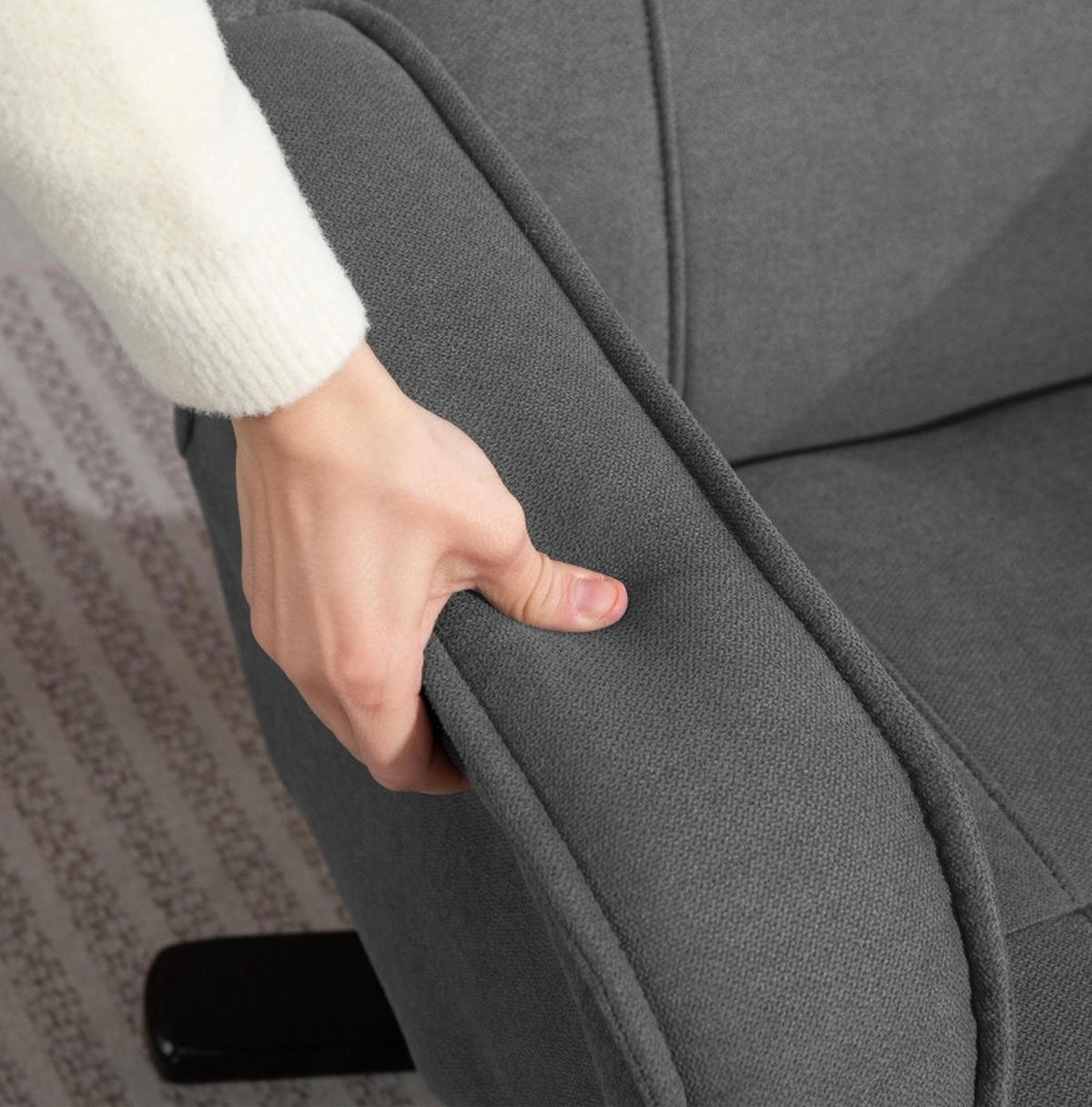 RELAXSESSEL Polyester mit Hocker 360° drehbar, 135° verstellbar 67/87/96 cm Dunkelgrau - Dunkelgrau, Textil (67/96/87cm) - Redom