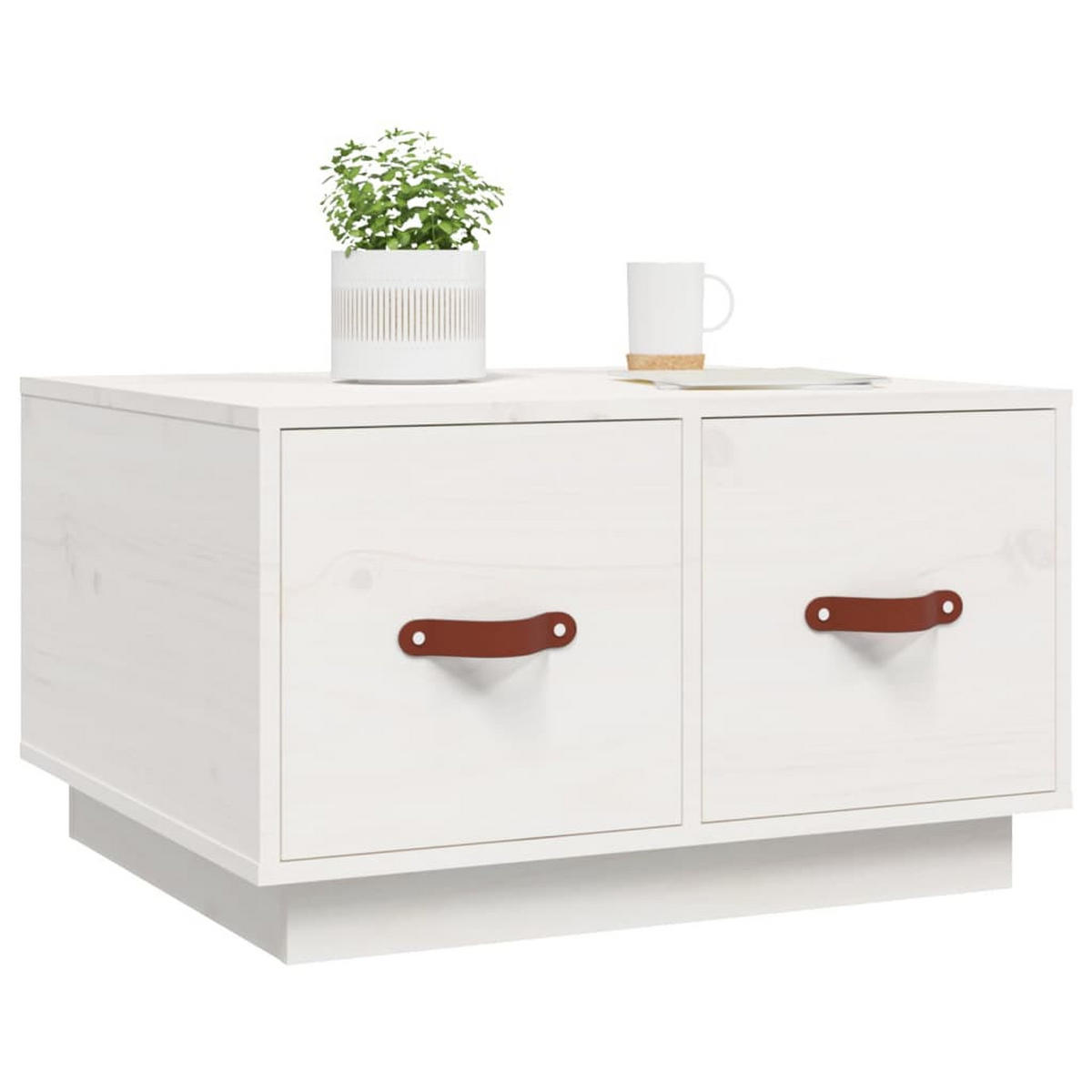 COUCHTISCH Weiß 60x53x35 cm Massivholz Kiefer - Weiß, Holz (60/53/35cm) - furnicato