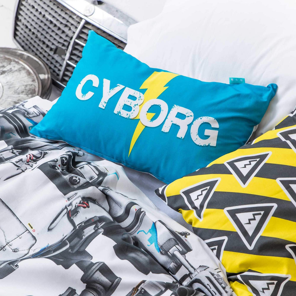 KISSENBEZUG cyborg 50x30 cm mehrfarbig - Multicolor, Textil (50/30cm) - Happy Friday