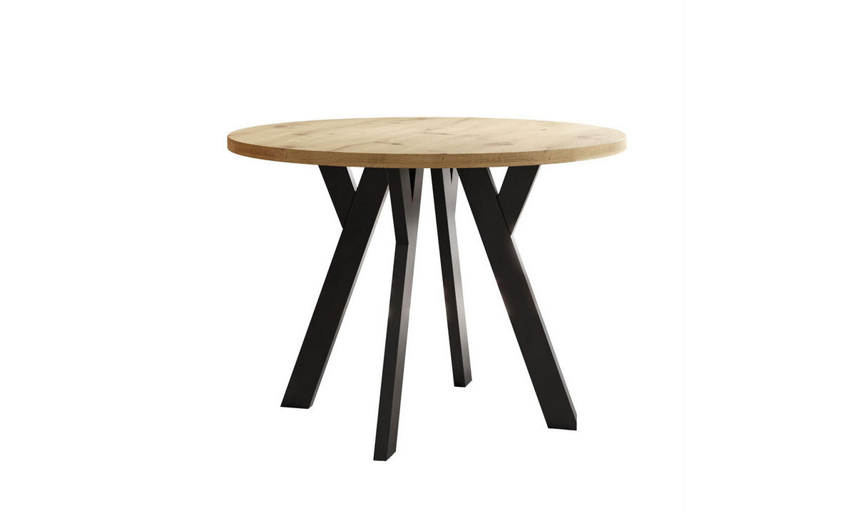 ESSTISCH VOLTA LOFT 100/100/72,5 cm Tischplatte: Artisan Eiche; Gestell: Schwarz - Schwarz/Eiche Artisan, Holzwerkstoff/Metall (100/100/72.5cm) - Lookway