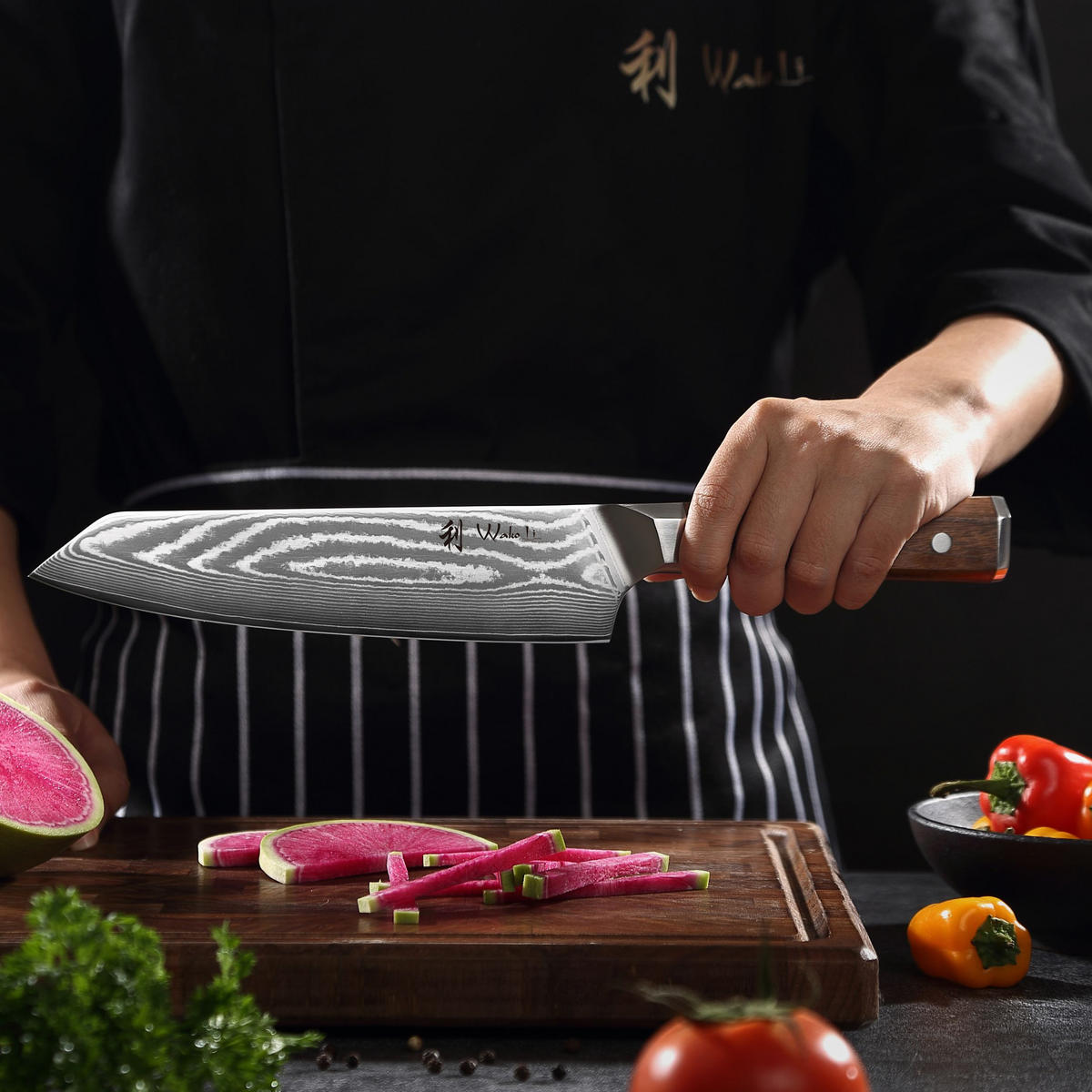 KIRITSUKEMESSER 20 cm - Nussbaumfarben, Holz/Metall (34cm) - Wakoli