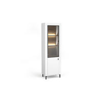 VITRINE MONI 03 in Weiß / Eiche Whiskey matt 60/168/40 cm mit LED - Weiß, Holzwerkstoff (60/169/40cm) - Deine Möbel 24