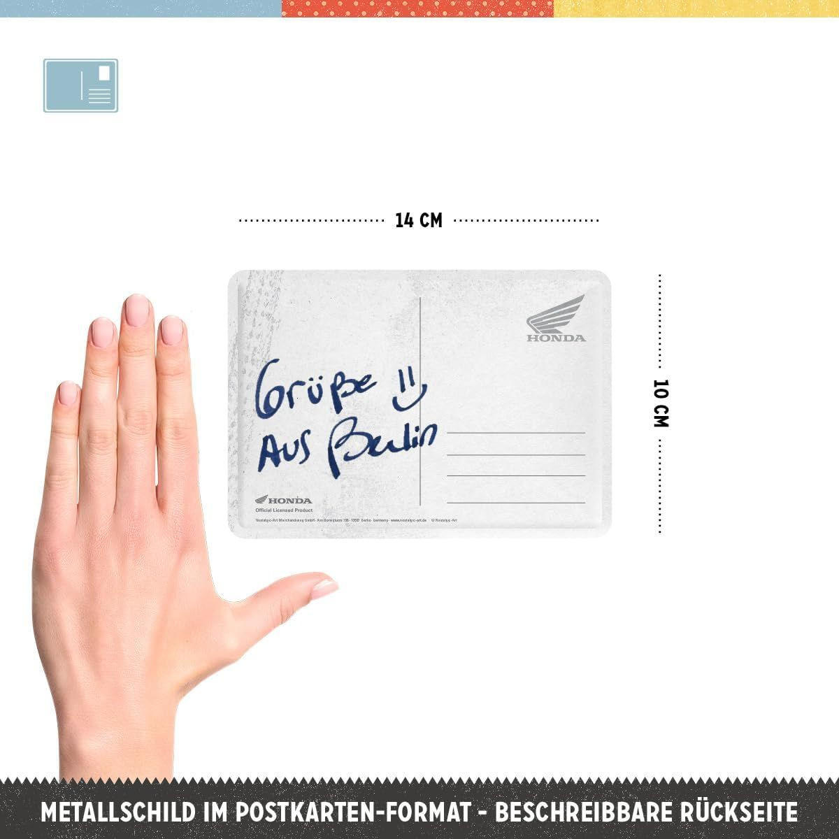 MINIBLECHSCHILD 10/14 cm Honda MC Motorcycles Gold - Multicolor, Metall (14/10/0.1cm) - Nostalgic-Art