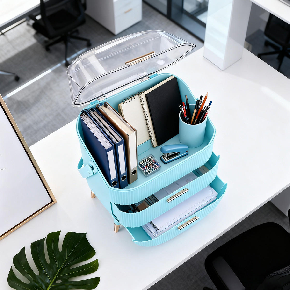 KOSMETIK ORGANIZER Seraphina 29/19/38 cm - Hellblau, Kunststoff (19/38/29cm) - ZMH