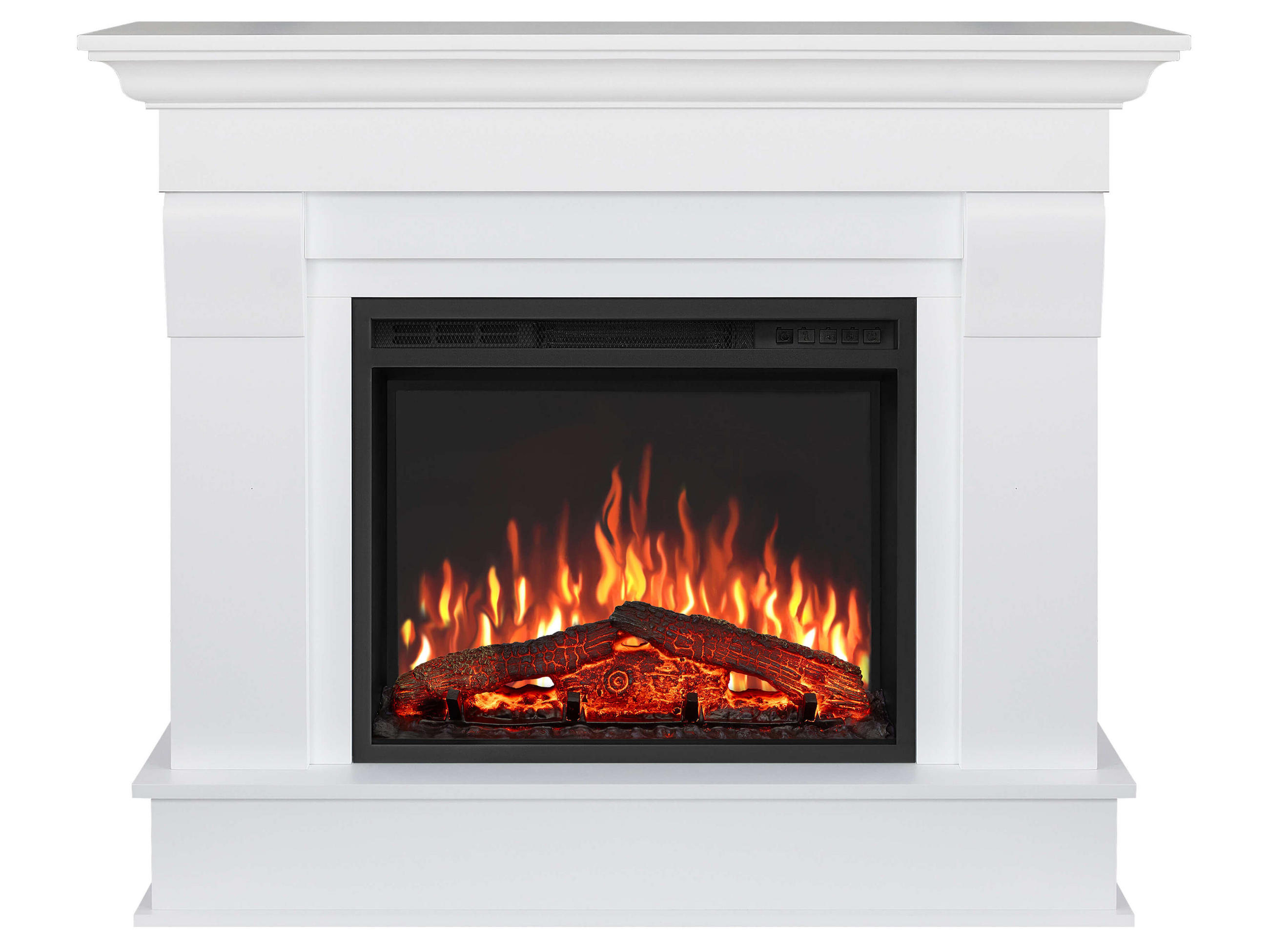 ELEKTROKAMIN Albion AF24 Weiß – Breite 90 cm, 3D-Flammeneffekt, LED-Beleuchtung, Heizfunktion - Weiß, Glas/Holzwerkstoff (110/91/34cm) - ArtiFlame