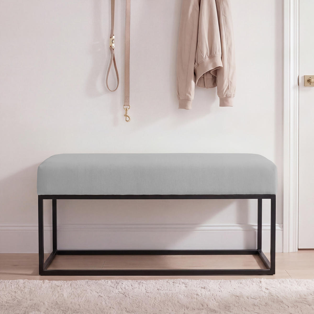 POLSTERBANK STELLA 90 cm Metallgestell, Schwarz / Grau - Schwarz/Grau, Textil/Metall (90/44/30cm) - Idohome
