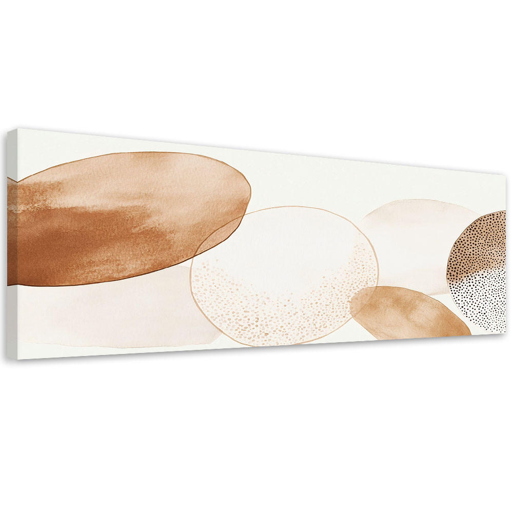 LEINWANDBILD Kreise Kreise Aquarell Beige Minimalismus 120x40cm - Braun, Textil (120/40cm) - Feeby