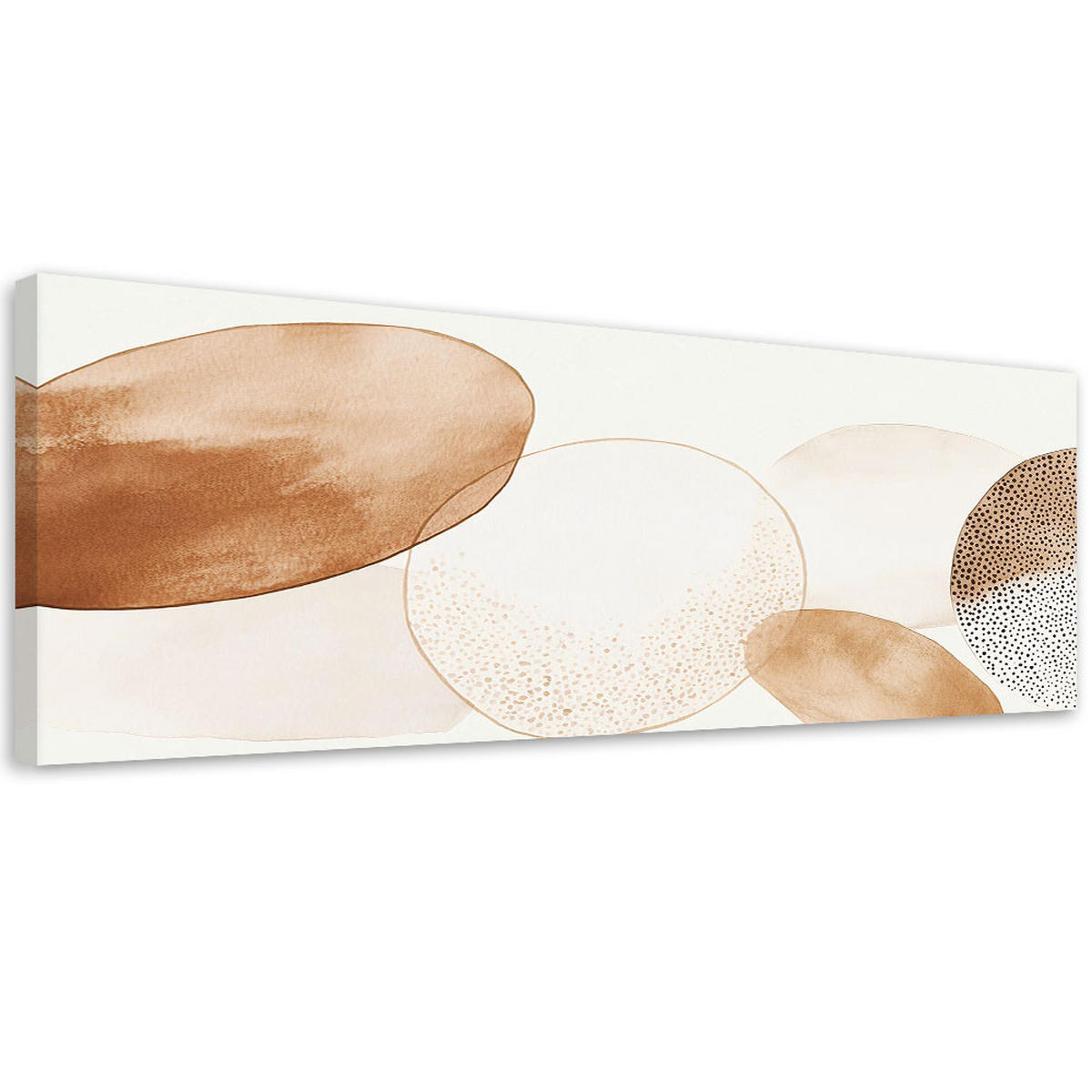 LEINWANDBILD Kreise Kreise Aquarell Beige Minimalismus 120x40cm - Braun, Textil (120/40cm) - Feeby