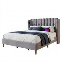 POLSTERBETT 180/200 mit USB und Type-C in Grau - Grau, Holzwerkstoff/Textil (180/200cm) - EVRYAE