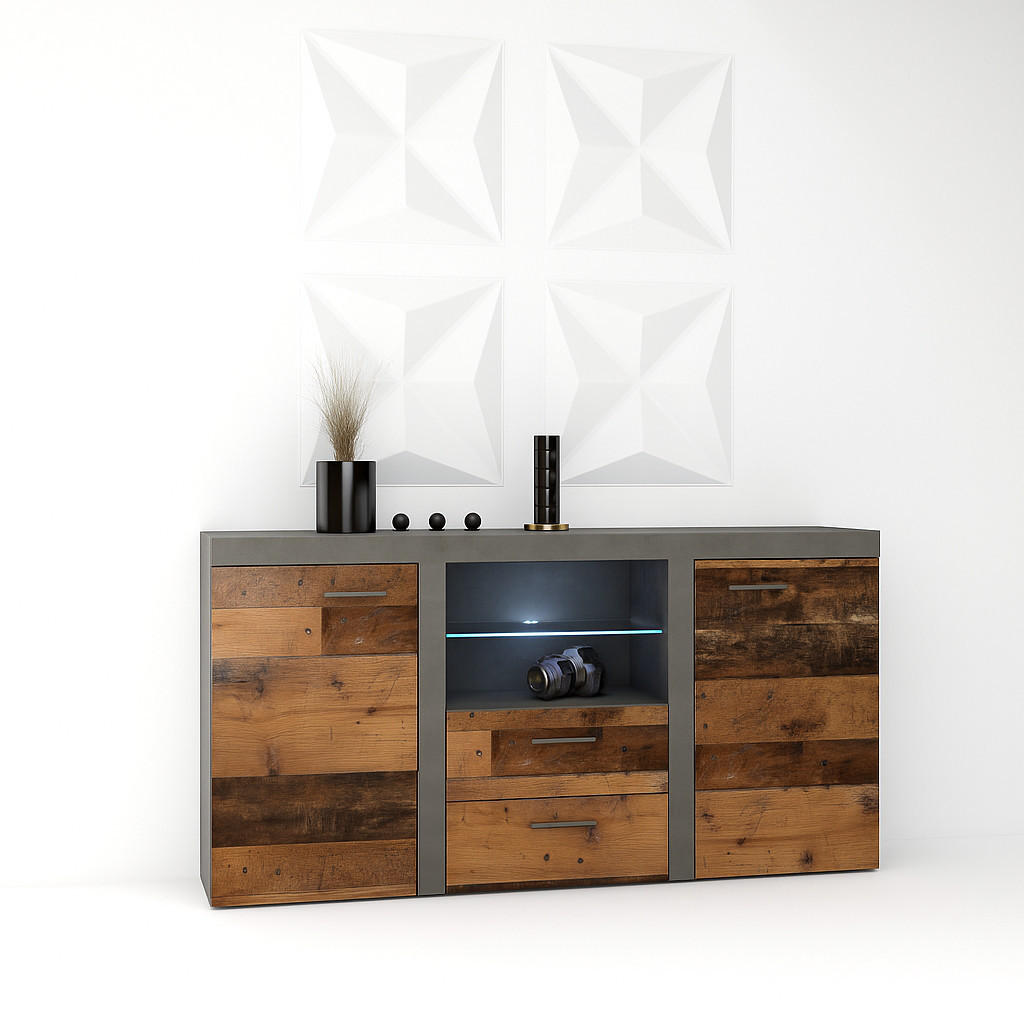 SIDEBOARD OKTAWIA 2F2S - Graphitfarben/Braun, Holzwerkstoff (157/20/40cm) - Meblini