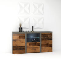 SIDEBOARD OKTAWIA 2F2S LED - Graphitfarben/Braun, Holzwerkstoff (157/20/40cm) - Meblini