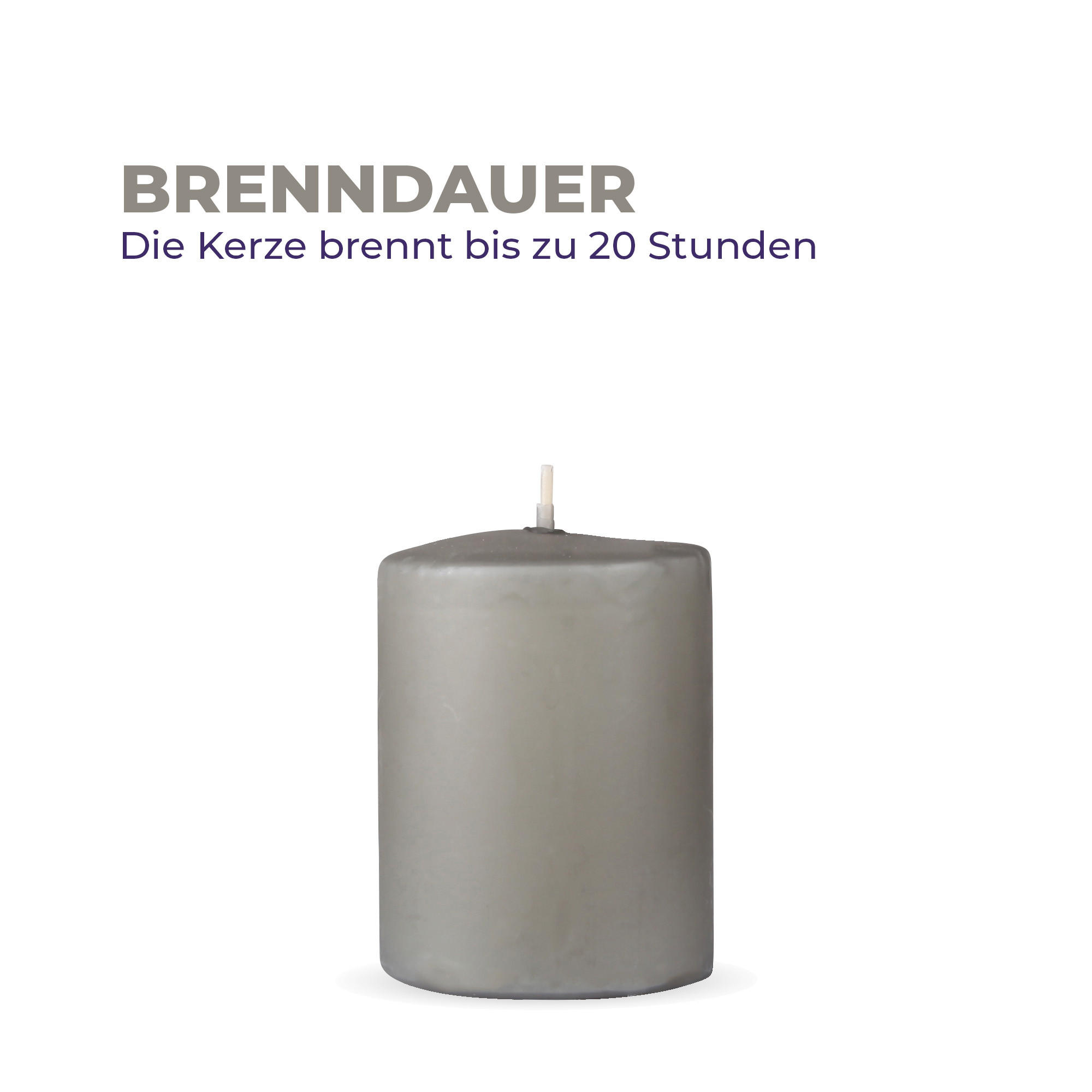 STUMPENKERZEN 4er Pack "Hellgrau", Größe Ø7cm x Höhe: 8 cm - Hellgrau, Naturmaterialien (7/8cm) - Bestlivings