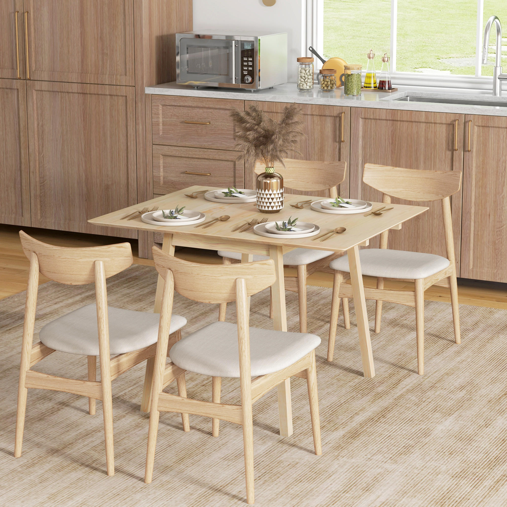 ESSTISCH klappbar, Kiefernholz Naturholz - Naturfarben, Holz (110/86/75cm) - HOMCOM