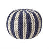 STRICKPOUF rund, marine-creme gestreift, 40/40/35 cm - Dunkelblau, Textil (40/35/40cm) - Homescapes