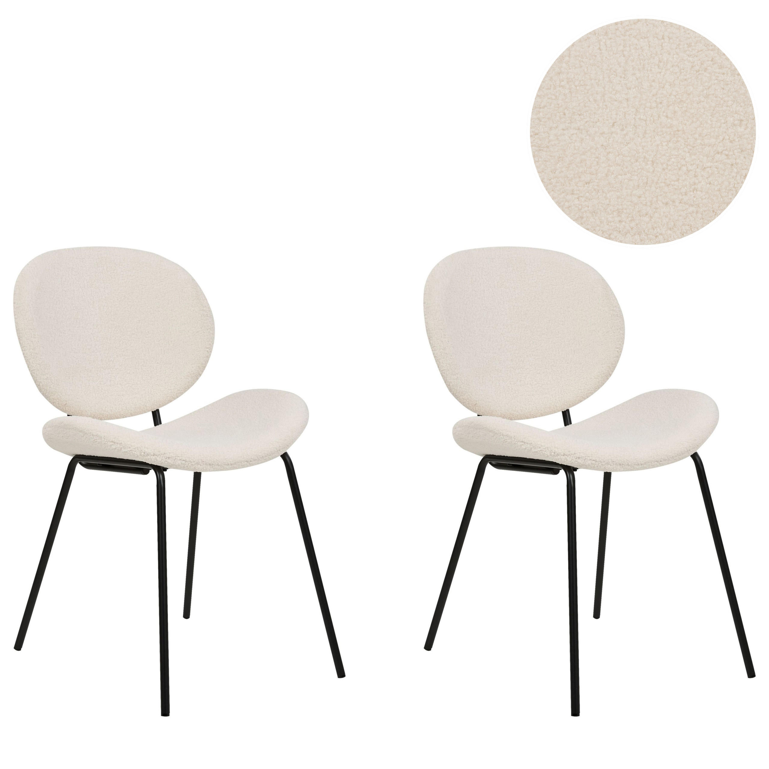 JÍDELNÍ ŽIDLE sada 2 ks Umělá kůže Bílá Luana - bílá, kov/textil (50/80/58cm) - Beliani