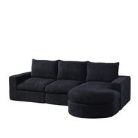 SCHLAFSOFA aus Chenille mit Liegestuhl, montagefrei - Schwarz, Textil (251/81/160cm)