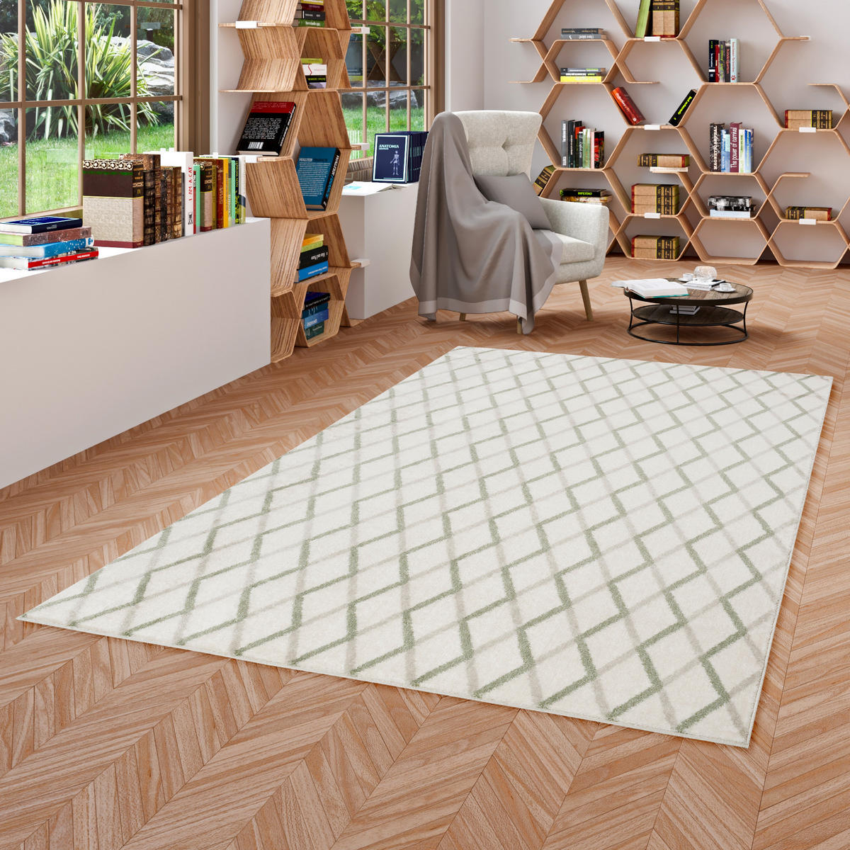 DESIGNER TEPPICH RETRO MONTANA RAUTEN - Beige, Textil (80/150cm) - Pergamon