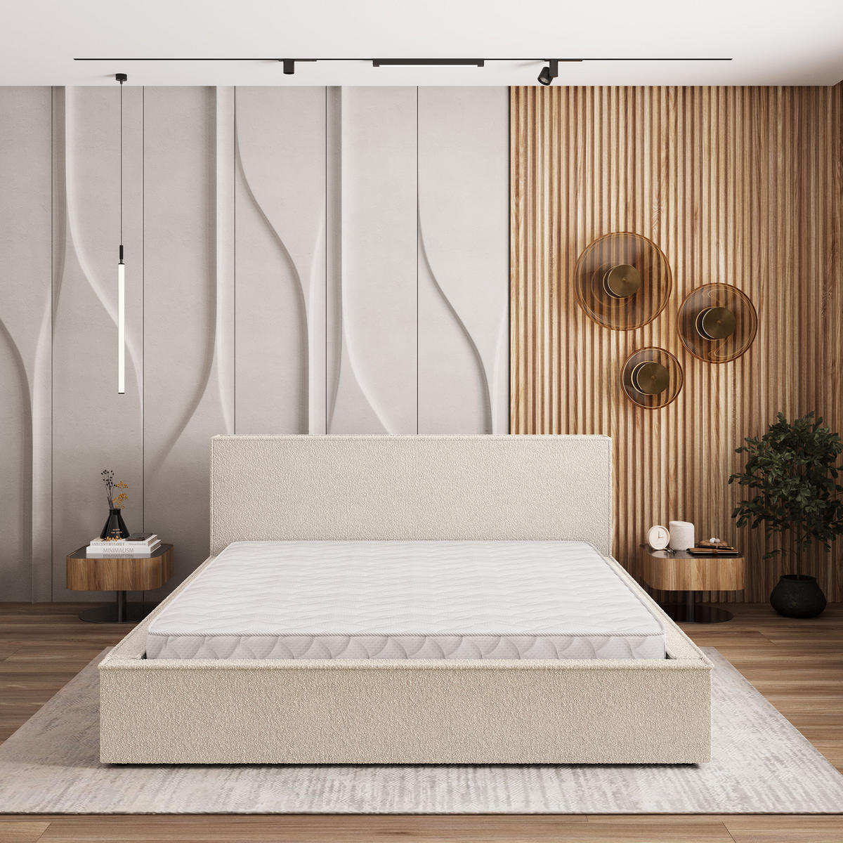 ČALOUNĚNÁ Postel CELORA 180x200 cm Krémová - krémová, kompozitní dřevo/textil (180/200cm) - MASSENO