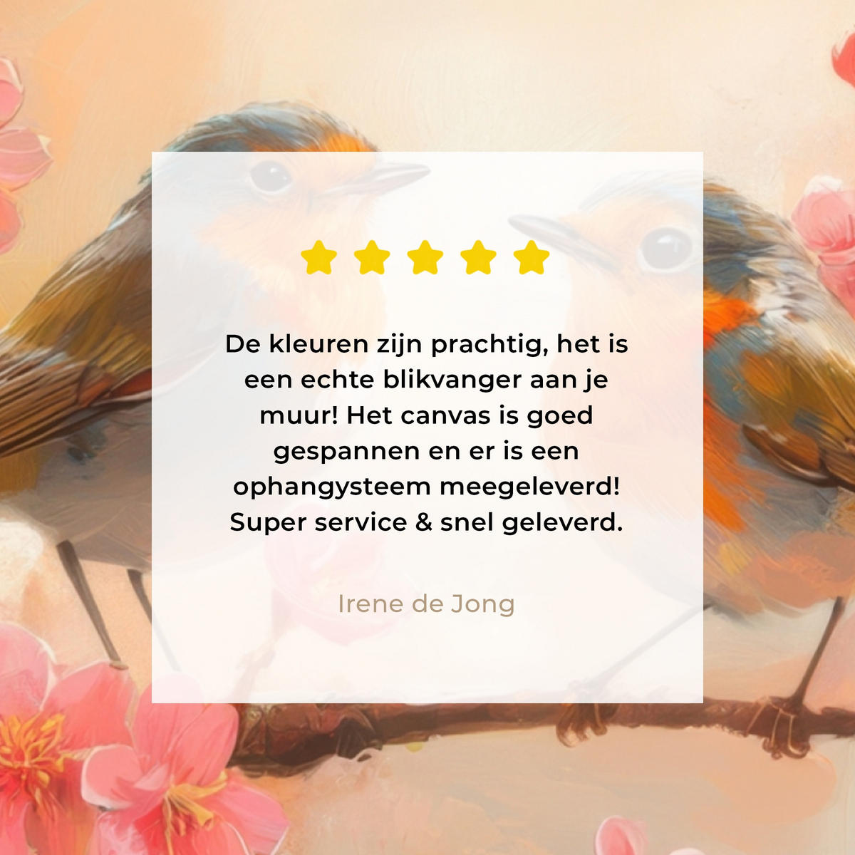 LEINWANDBILD Rotkehlchen - Zierpflanze - Blütenzweig 90x90 cm - Hellrosa, Textil (90/90cm) - MuchoWow