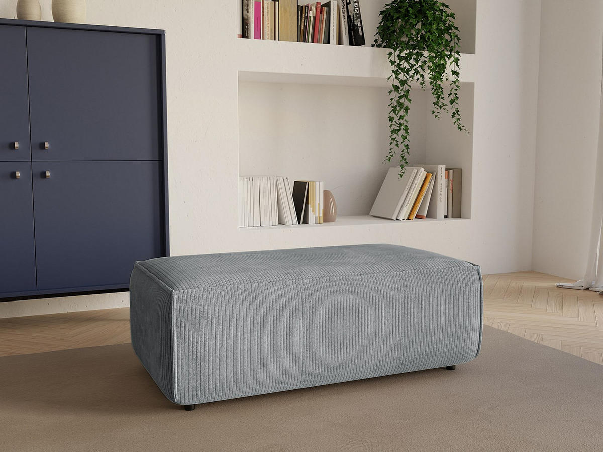 SITZHOCKER - 1 Person-Sitzer - Samt, Stoff - Hellgrau - AMELIA - Hellgrau, Textil (102/42/69cm) - Vente-Unique