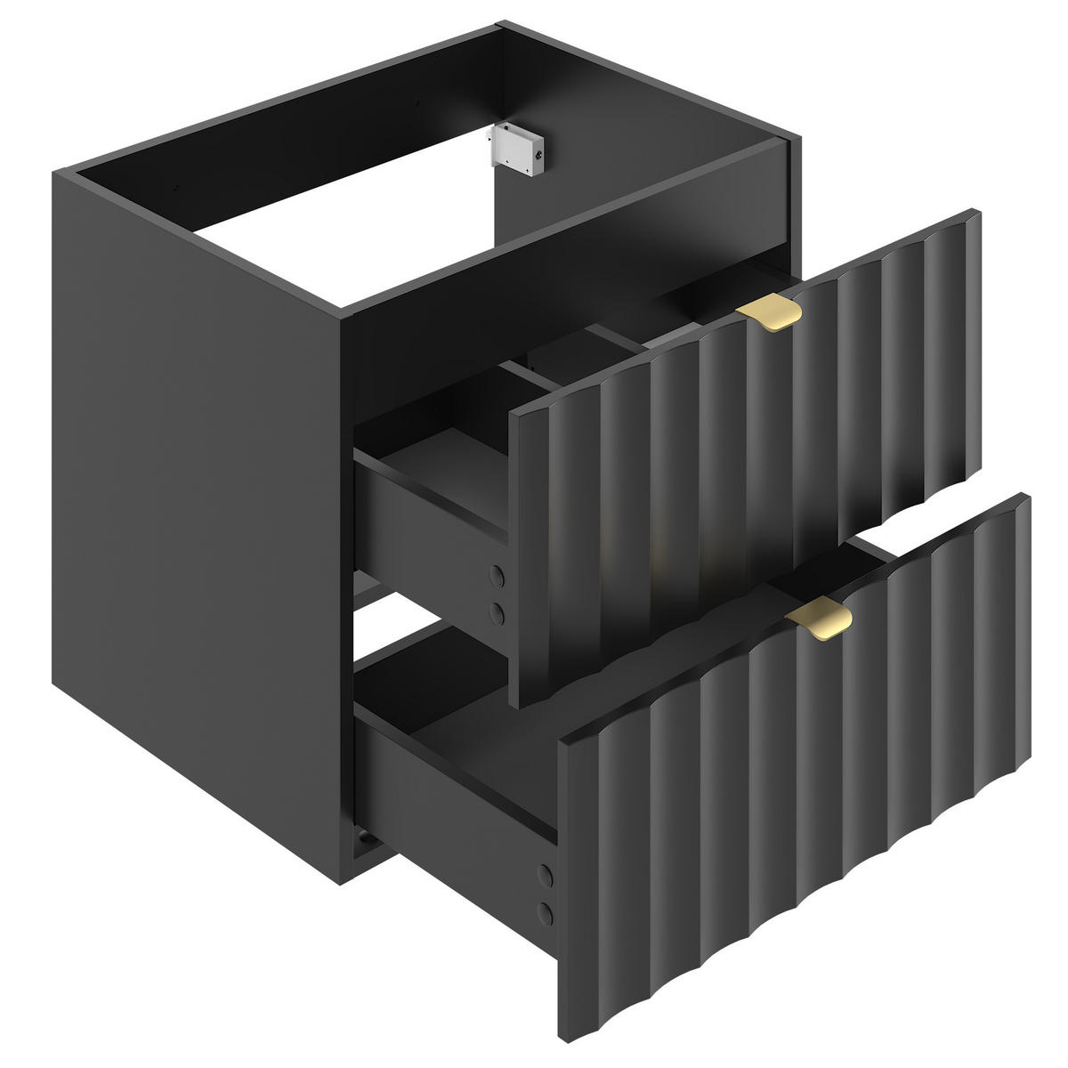 WASCHBECKENUNTERSCHRANK Azore 2 Schubladen Schwarz Matt - 60 x 46 x 52 cm - Schwarz, Holz (60/46/50cm) - Badplaats