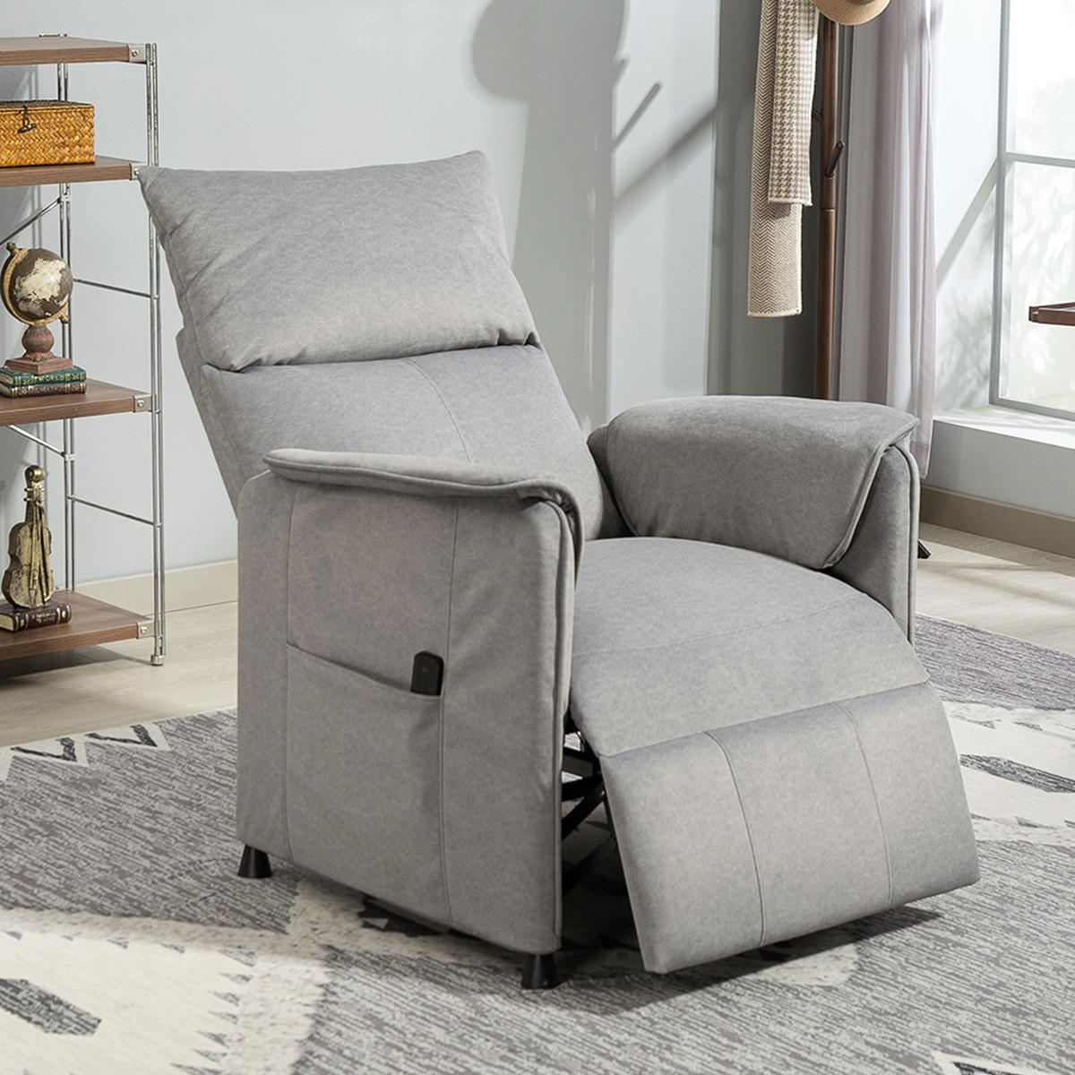 RELAXSESSEL Elektrisch Fernsehsessel mit Liegefunktion, Bürstenloser Motor Grau - Grau, Kunststoff (80/104/83cm) - HOMCOM