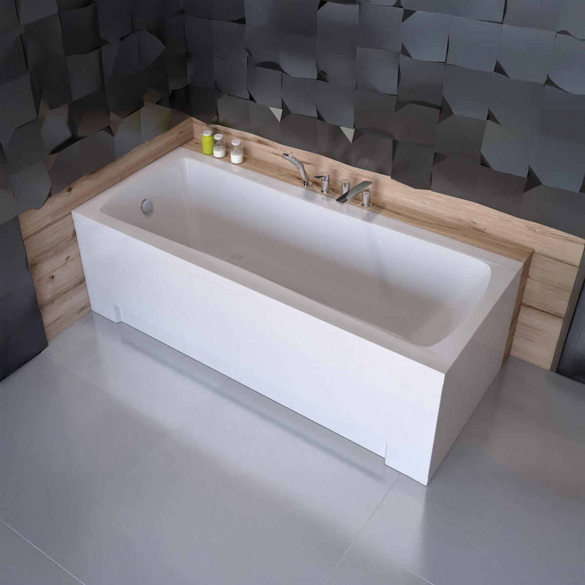 BADEWANNE Rechteck OPTIMA PREMIUM 170/70 mit Träger Ablauf Füße - Weiß, Kunststoff (70/58.5/170cm) - bad land