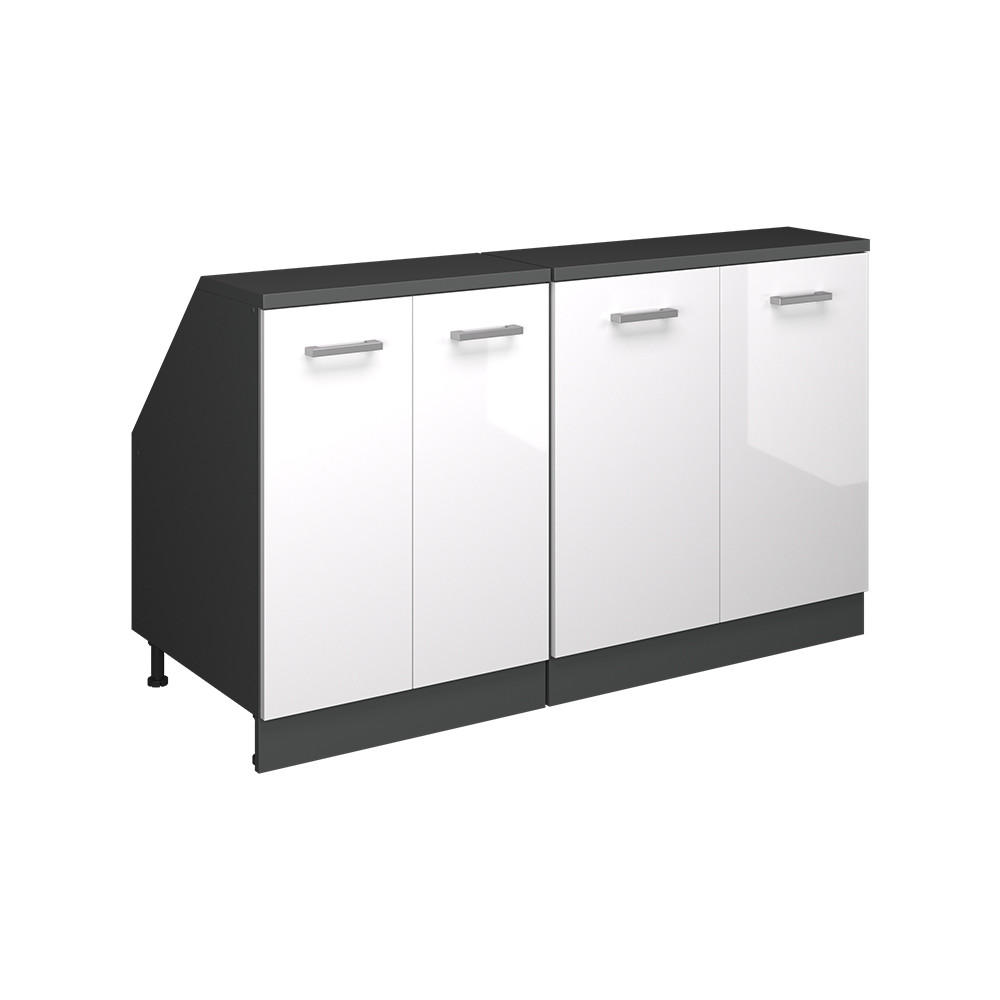 KÖKSSKÅP FÖR SLUTTANDE TAK R-Line Vit högblank 140 cm Set om 2 skåpstommar 60 cm djup Vit högglans, Antracit 83.8/140/60 cm