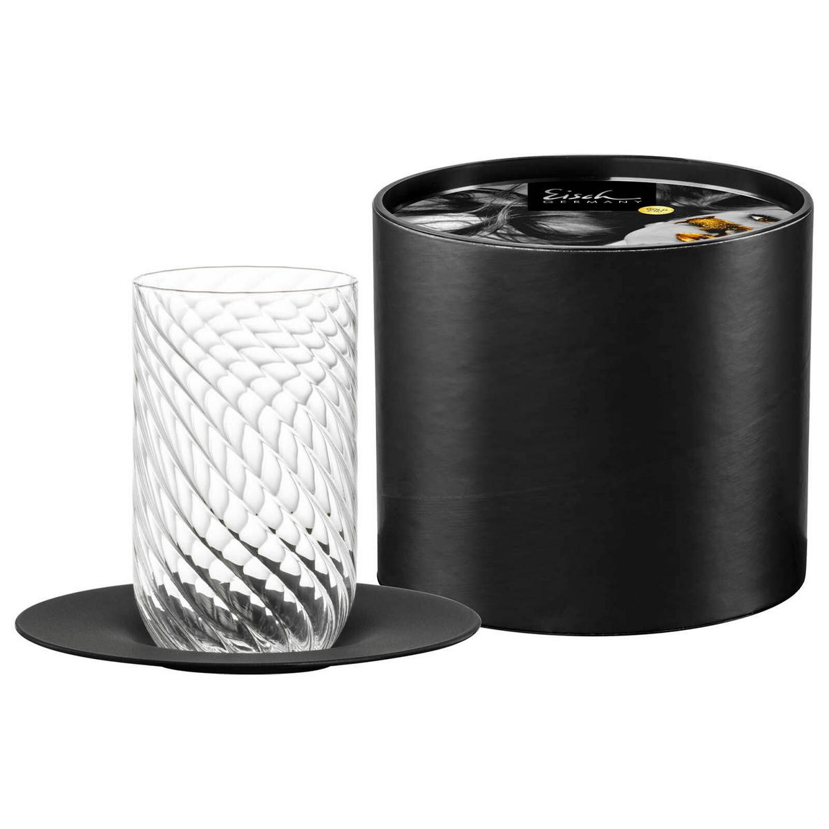 LATTE MACCHIATO GLAS MIT UNTERTASSE Twist schwarz 360 ml - Schwarz, Glas (0.36L) - Eisch