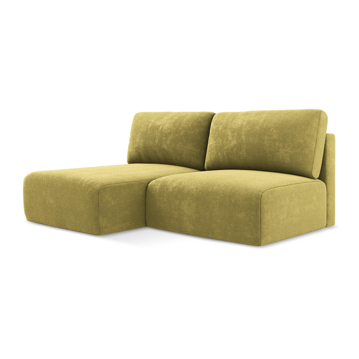 ECKSOFA mit Schlaffunktion links Chenille Stoff Grün - Limette/Schwarz, Kunststoff/Textil (149/210cm) - LaMiaSofa
