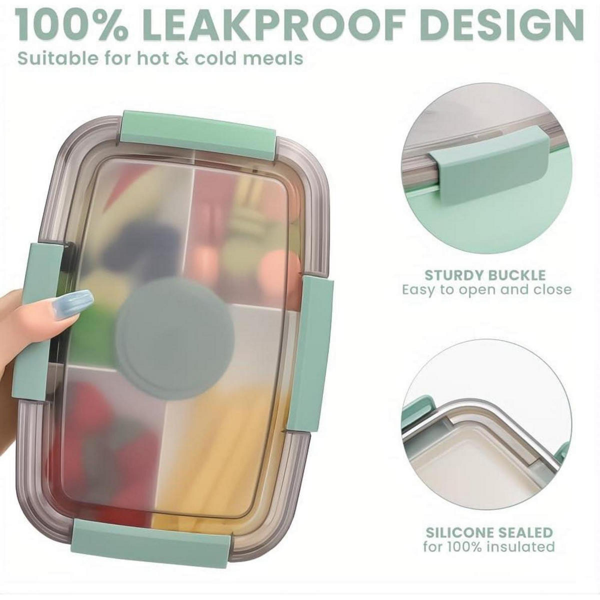LUNCHBOX 2000ml 2er Set Blau Dunkelgrün - Multicolor, Kunststoff (12.5/9.6/23.5cm)
