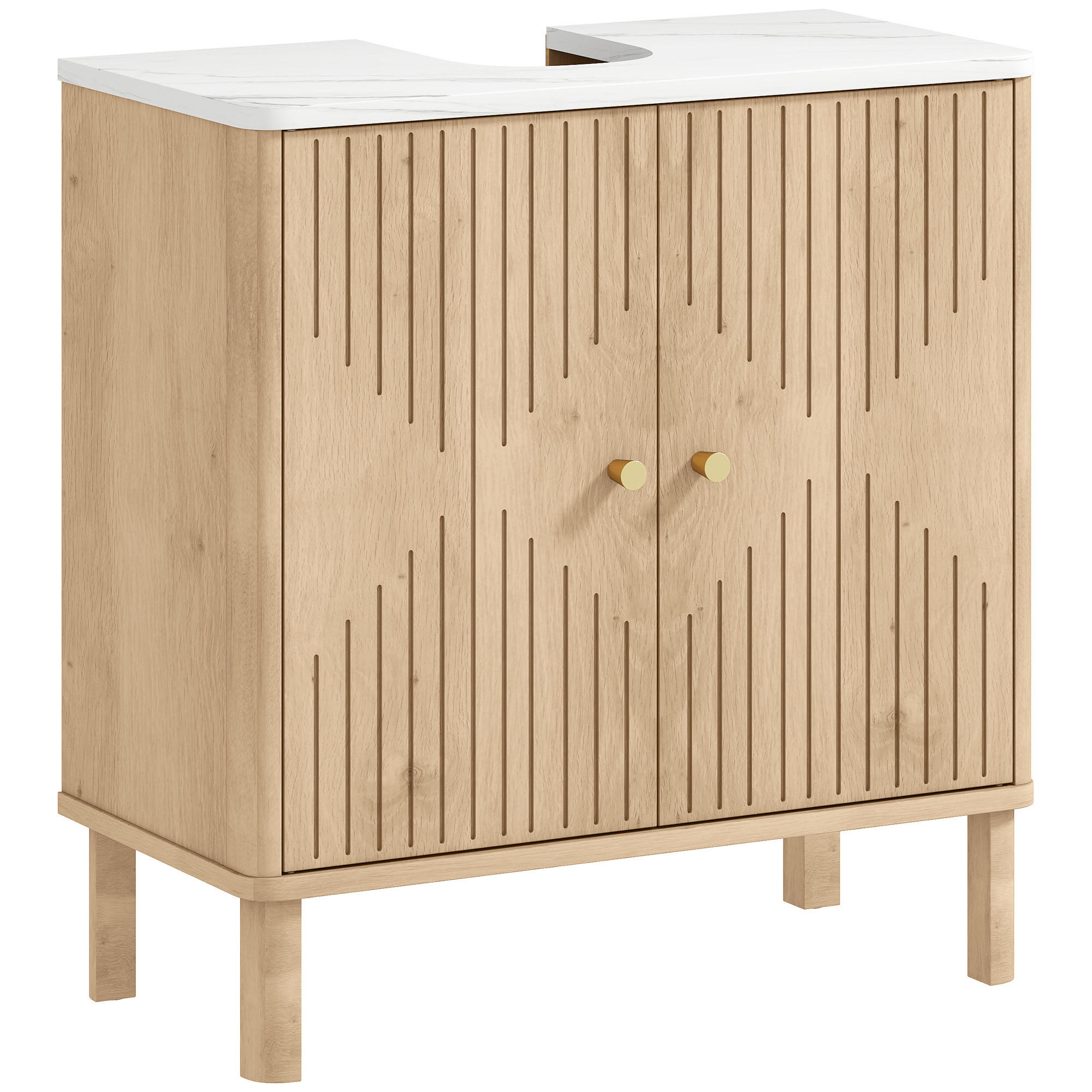 WASCHBECKENUNTERSCHRANK Eiche 1 Stück - Beige, Kunststoff (60/63/30cm) - GiPP