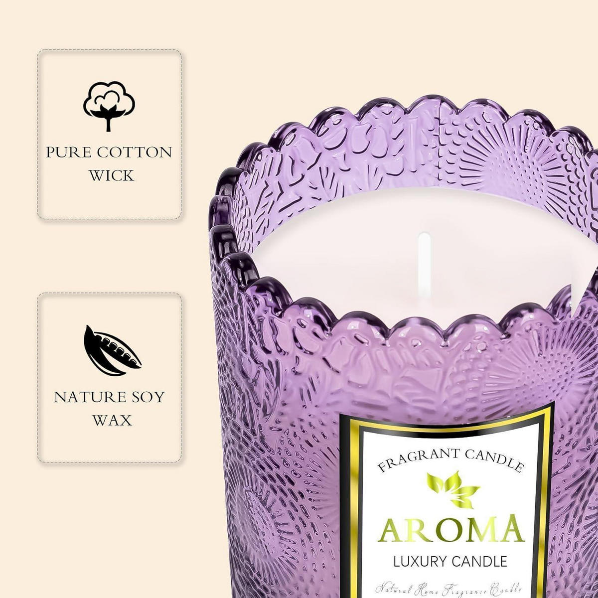 DUFTKERZE im Glas Lavendel 150g - Lila, Paraffin (9cm)