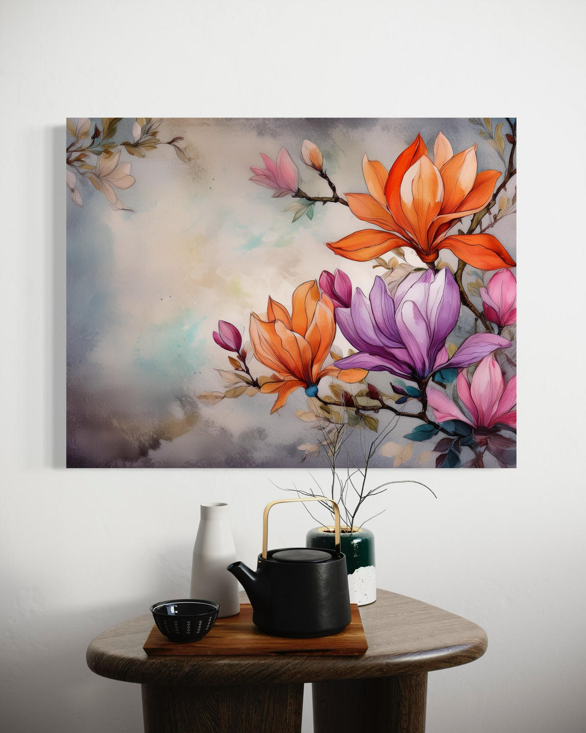 WANDBILD blume aquarell - Multicolor, Textil (60/40cm) - Feeby