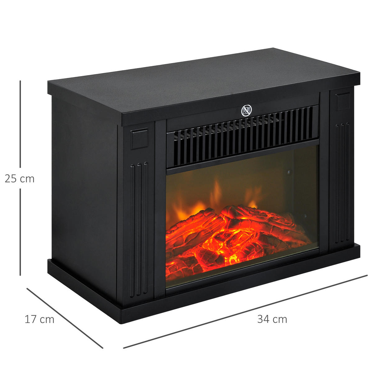 ELEKTROKAMIN DE-16997 600-1200 W mit Thermostat Schwarz - Schwarz, Kunststoff (34/25/17cm) - ComfortXL