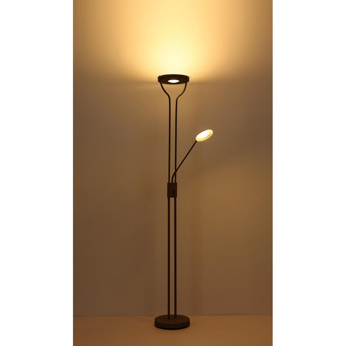 STEHLEUCHTE BRIANT LED Metall Schwarz matt Lesefunktion - Schwarz, Glas (28/25.5/180cm) - Globo Lighting