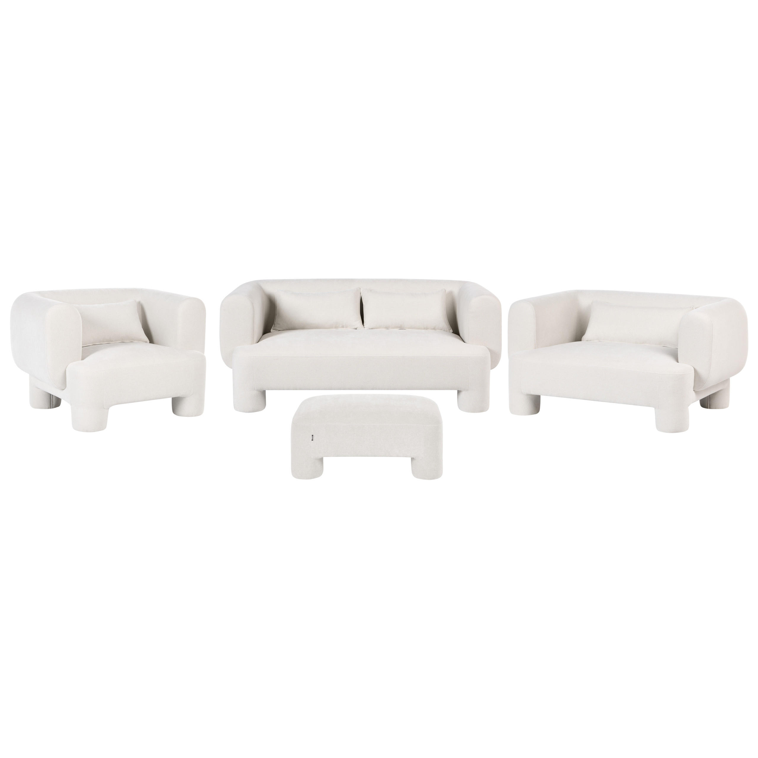 SOFA-SET 6-Sitzer Stoff Weiß mit Ottomane Hogbo - Weiß, Textil (180/73/93cm) - Beliani