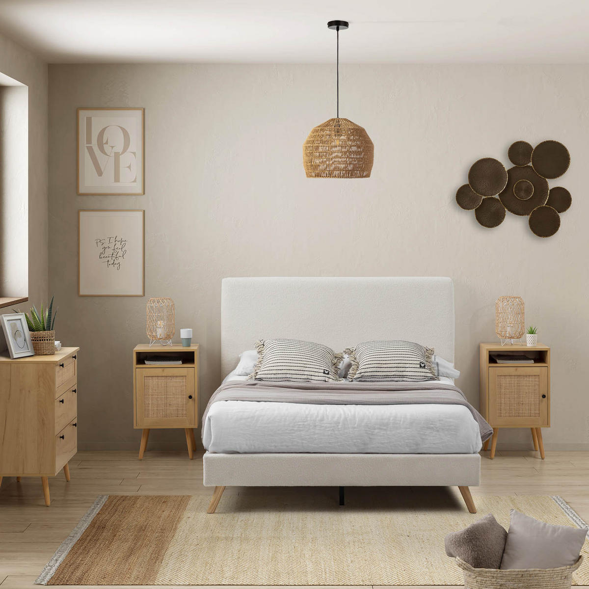 HÄNGELEUCHTE﻿ 37/37/153 Aiko - Beige, Naturmaterialien (37/37/153cm) - VS Venta-stock