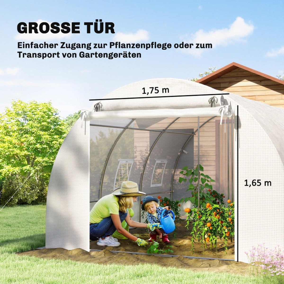 GEWÄCHSHAUS Folie Maschentür Stützstangen weiß - Weiß, Kunststoff (396/200/300cm) - Fortuna Lai