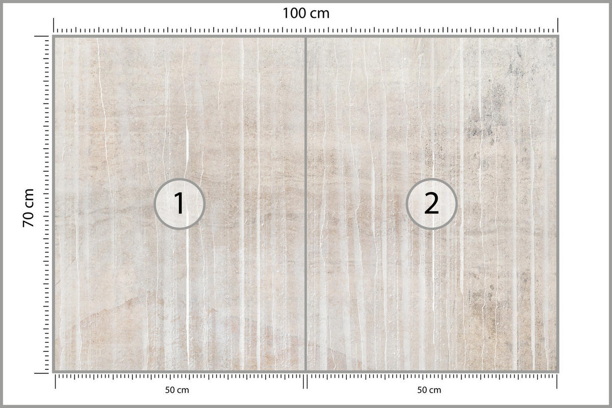 FOTOTAPETE für Schlafzimmer Beton Optik Abstraktion Boho Vintage Retro Natürlich 100x70 - Beige/Braun, Papier (100/70cm) - Muralo