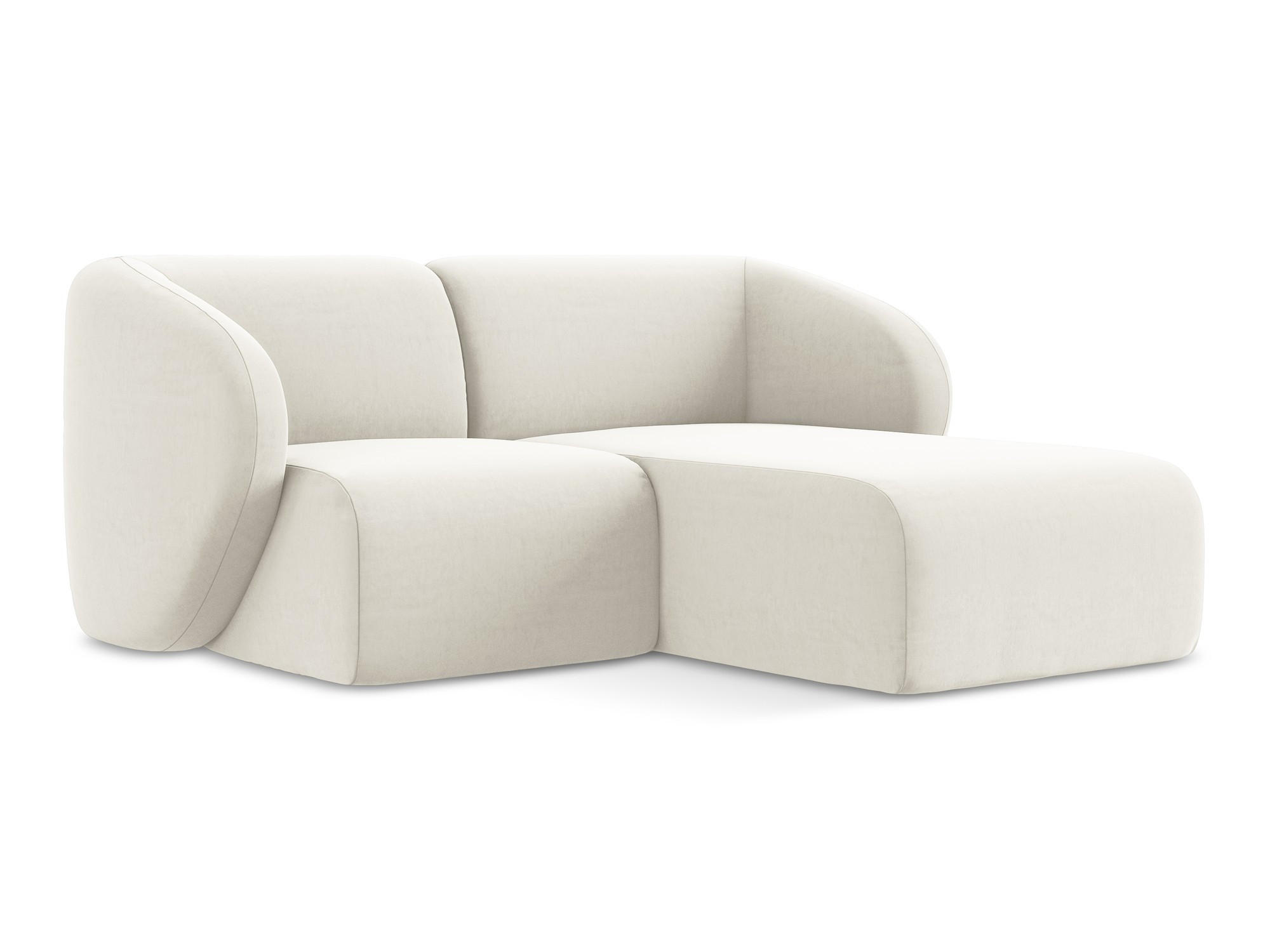 ECKSOFA Rechts Samt Stoff Beige - Creme/Schwarz, Holzwerkstoff/Kunststoff (178/166cm) - Makamii