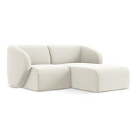 ECKSOFA Rechts Samt Stoff Beige - Creme/Schwarz, Holzwerkstoff/Kunststoff (178/166cm) - Makamii