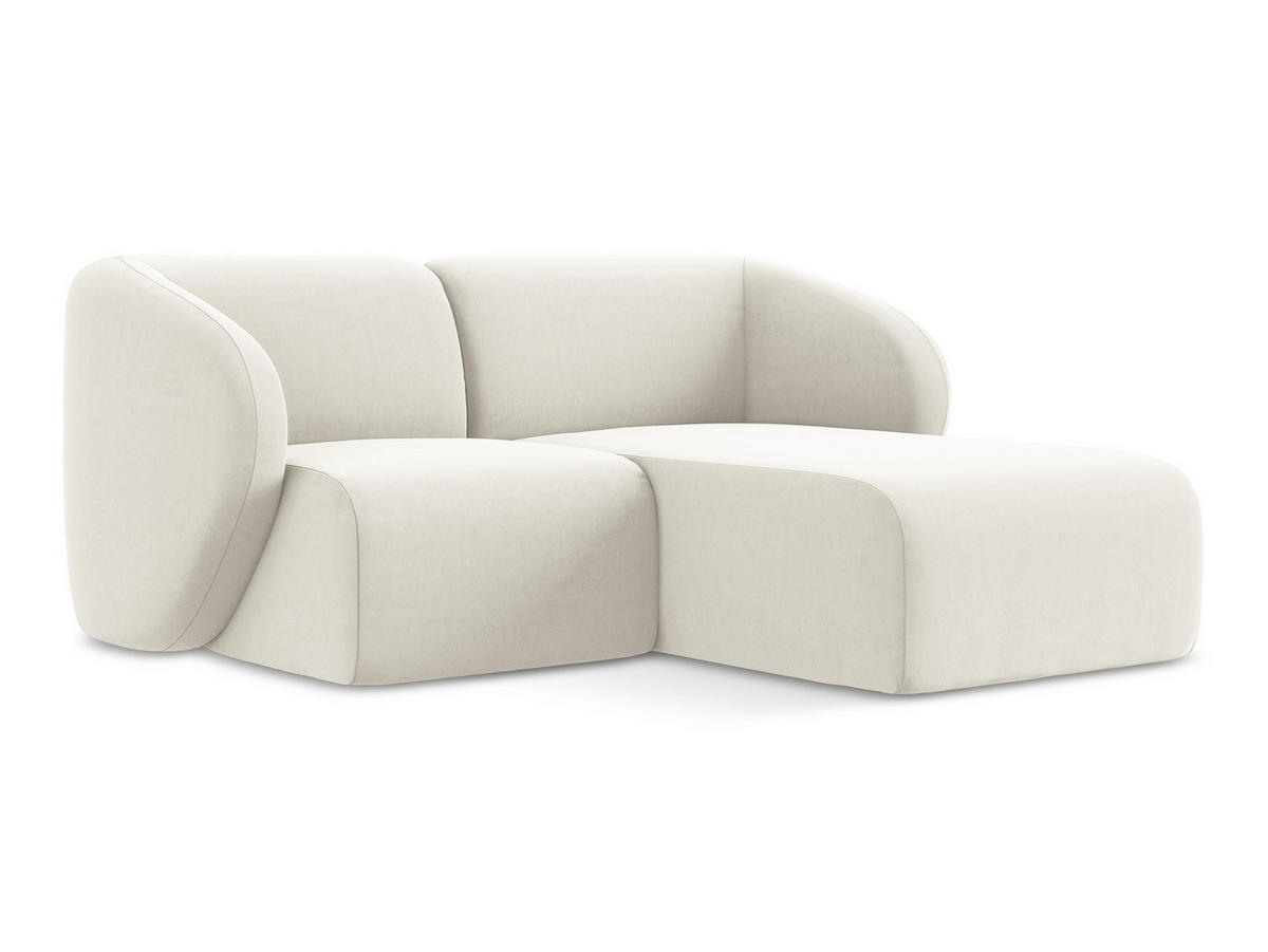 ECKSOFA Rechts Samt Stoff Beige - Creme/Schwarz, Holzwerkstoff/Kunststoff (178/166cm) - Makamii
