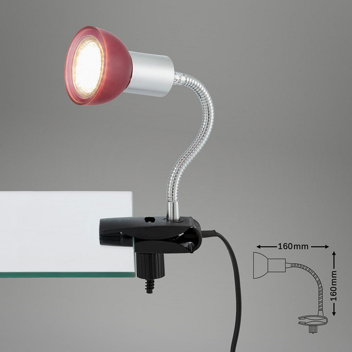 LED KLEMMLEUCHTE Metall Silber 4er Set - Silberfarben, Glas (9/6.1/34cm)