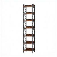 BÜCHERREGAL Schwarz/Braun 7 offene Fächer 35/35/200 cm - Schwarz, Metall (35/200/35cm) - PANGIVO
