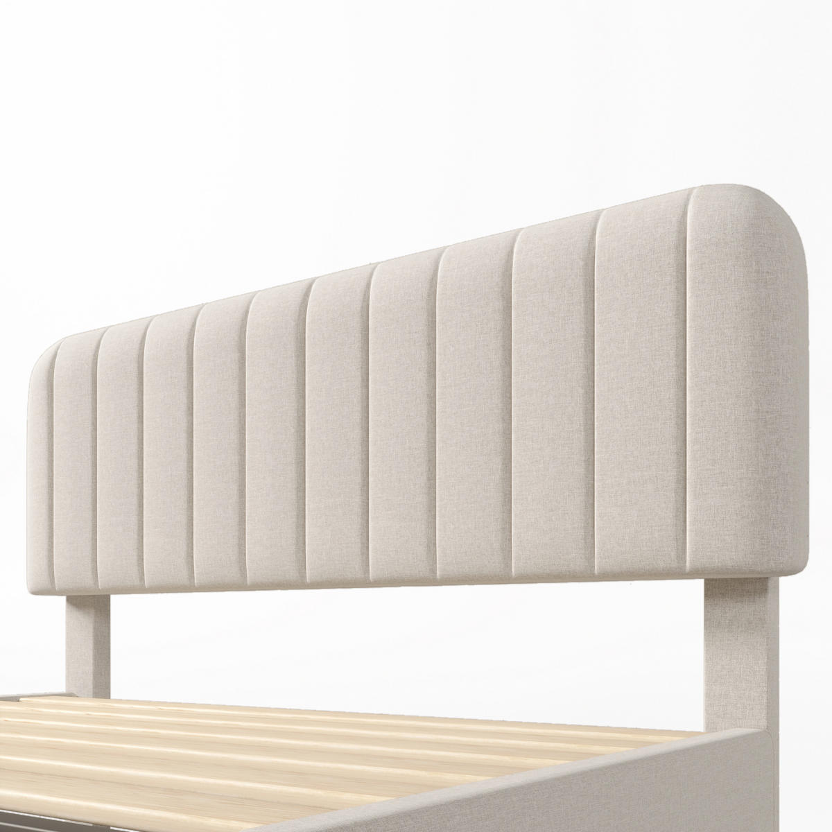 POLSTERBETT 140/190 cm Doppelbett mit verstellbarem Kopfteil und Lattenrost Grau Beige - Beige/Grau, Holz/Metall