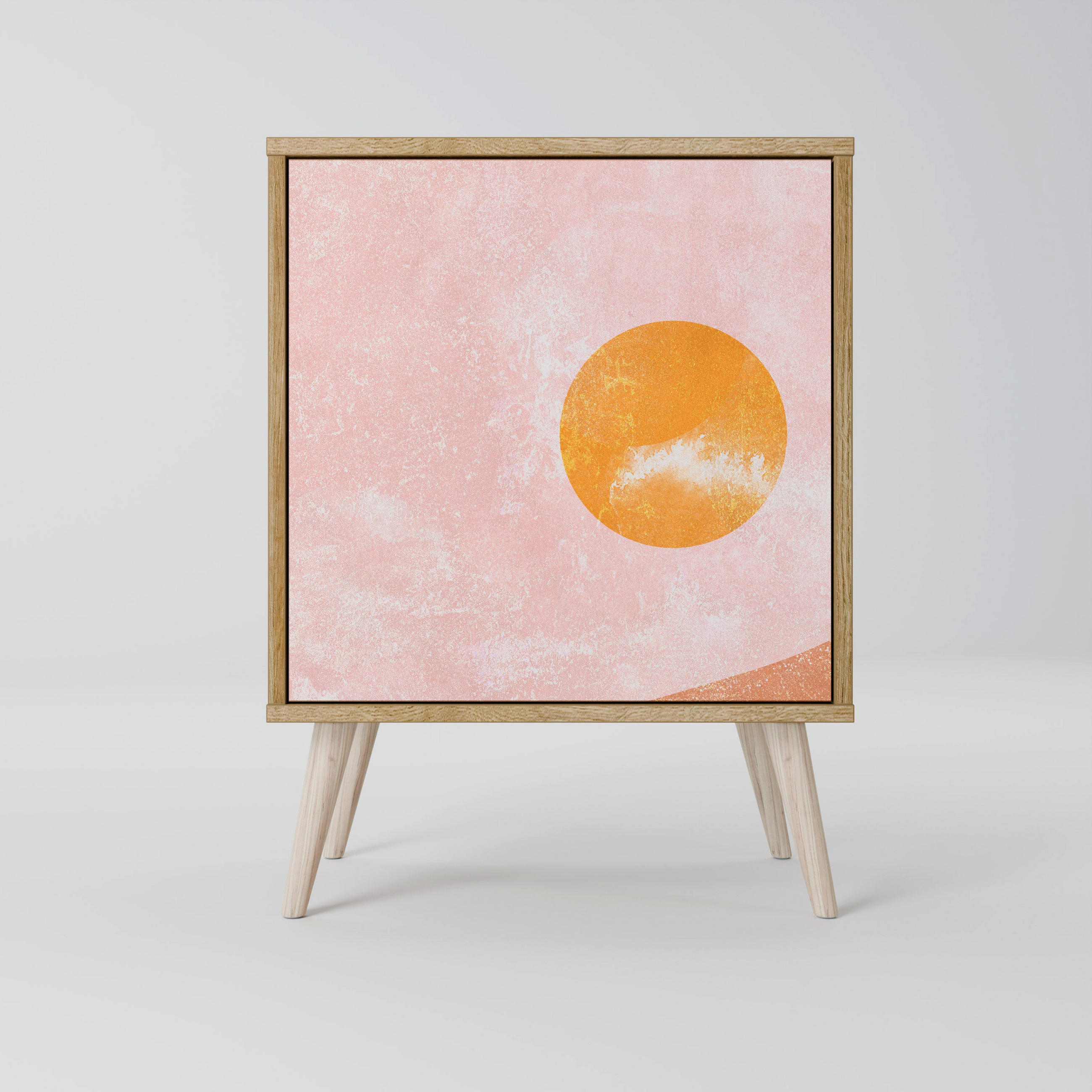 SIDEBOARD LUMINOUS SUNLIGHT, Eichefarben, 57,5x42x77,5 cm, Schräge Buchenholzfüße - Eichefarben/Buchefarben, Holzwerkstoff/Buchenholz (57.5/77.5/42cm) - SpaceRebels