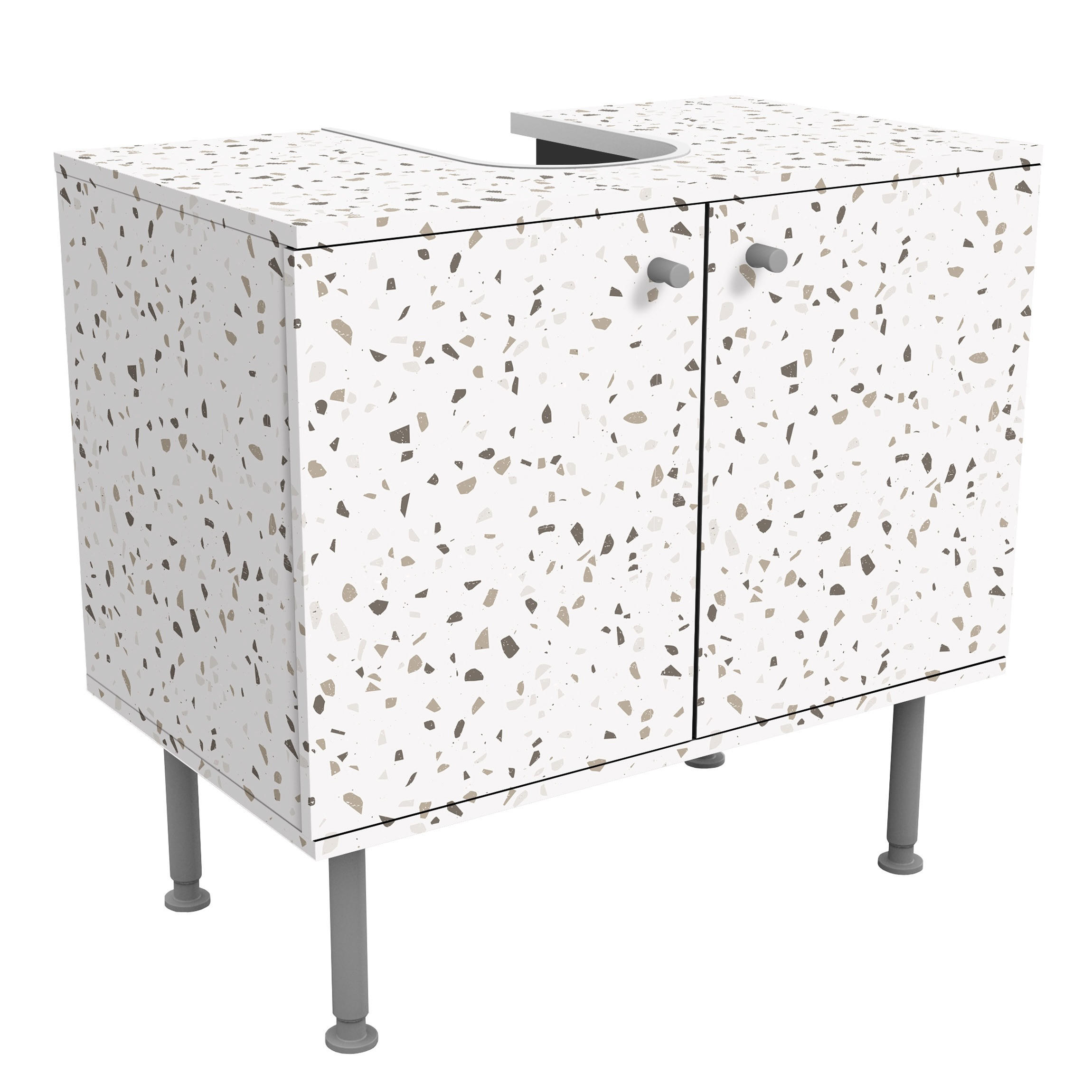 WASCHBECKENUNTERSCHRANK Detailliertes Terrazzo Muster Pompeji 60/55/35 cm - Grau, Holzwerkstoff (60/55/35cm) - Bilderwelten